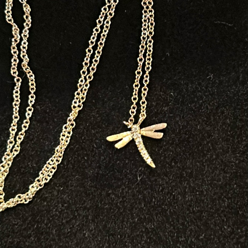 Shy Creation Diamond Dragonfly Necklace, 14K, NIB